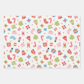 クリスマスレッドとピンクの贈り物 ラッピングペーパーシート (正面)