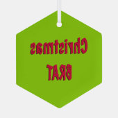 クリスマスレッドとブラットグリーン ガラスオーナメント (裏面)