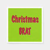 クリスマスレッドとブラットグリーン スタンダードカクテルナプキン (正面)