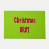 クリスマスレッドとブラットグリーン ドアマット (正面)