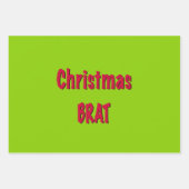 クリスマスレッドとブラットグリーン ラッピングペーパーシート (正面2)