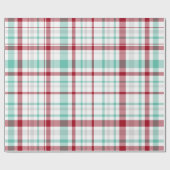 クリスマスレッドとミントグリーン市松模様にプライドラップ ラッピングペーパー (フラット)