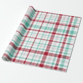 クリスマスレッドとミントグリーン市松模様にプライドラップ ラッピングペーパー (アンロールド)