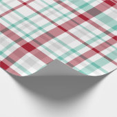 クリスマスレッドとミントグリーン市松模様にプライドラップ ラッピングペーパー (角)