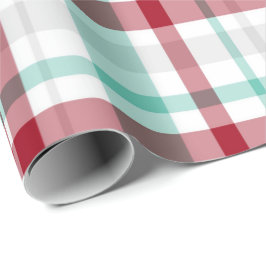 クリスマスレッドとミントグリーン市松模様にプライドラップ ラッピングペーパー