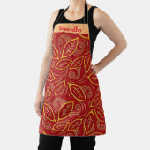 クリスマスレッドと金ゴールドの名葉前パターン エプロン (インサイチュ)