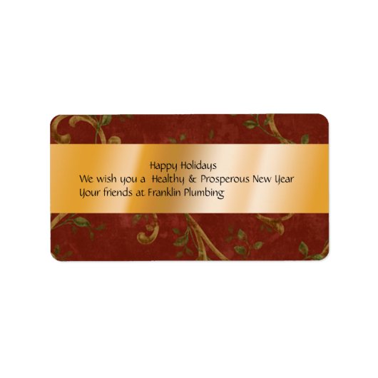 クリスマスレッドと金ゴールドワインラベル ラベル (正面)