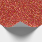 クリスマスレッドと金ゴールド図解入りの、写真付きののパターン ラッピングペーパー (角)