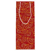 クリスマスレッドと金ゴールド図解入りの、写真付きののパターン ワインギフトバッグ (裏面)