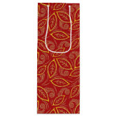 クリスマスレッドと金ゴールド図解入りの、写真付きののパターン ワインギフトバッグ (正面)