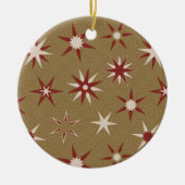 クリスマスレッドのジオスターズ – 金ゴールドパターン。 セラミックオーナメント (正面)