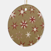 クリスマスレッドのジオスターズ – 金ゴールドパターン。 セラミックオーナメント (左)