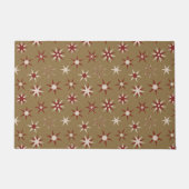 クリスマスレッドのジオスターズ – 金ゴールドパターン。 ドアマット (正面)