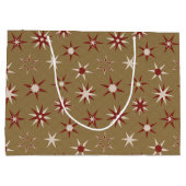 クリスマスレッドのジオスターズ – 金ゴールドパターン。 ラージペーパーバッグ (裏面)