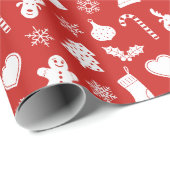 クリスマスレッドのパターン青の背景 ラッピングペーパー (ロールコーナー)