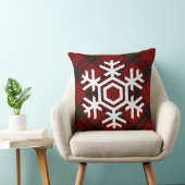 クリスマスレッドのホワイトスノーフレークタータンチェック クッション (椅子)