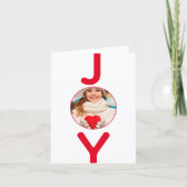 クリスマスレッドの白い写真のジョイカード 招待状 (正面)