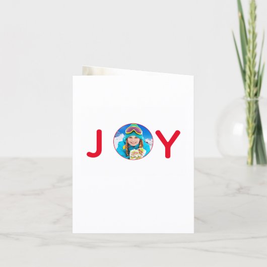 クリスマスレッドの白い写真のジョイカード 招待状 (裏面)