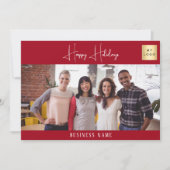 クリスマスレッドの白い写真のビジネスロゴ シーズンカード (正面)