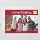 クリスマスレッドの白い写真のビジネスロゴ シーズンカード (正面)