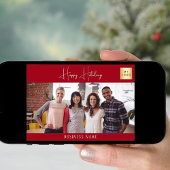 クリスマスレッドの白い写真のビジネスロゴ シーズンカード