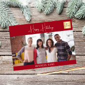 クリスマスレッドの白い写真のビジネスロゴ シーズンカード