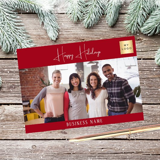 クリスマスレッドの白い写真のビジネスロゴ シーズンカード