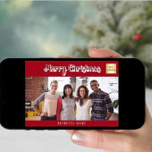 クリスマスレッドの白い写真のビジネスロゴ シーズンカード