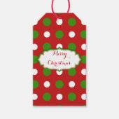 クリスマスレッドの緑と白の水玉模様 ギフトタグ (正面)