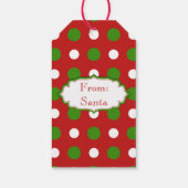 クリスマスレッドの緑と白の水玉模様 ギフトタグ (裏面)