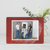 クリスマスレッドの背景と輝きの写真カード シーズンカード (スタンド正面)