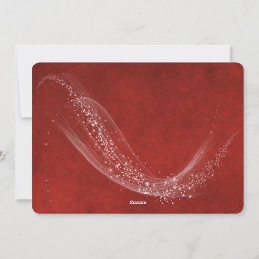 クリスマスレッドの背景と輝きの写真カード シーズンカード (裏面)