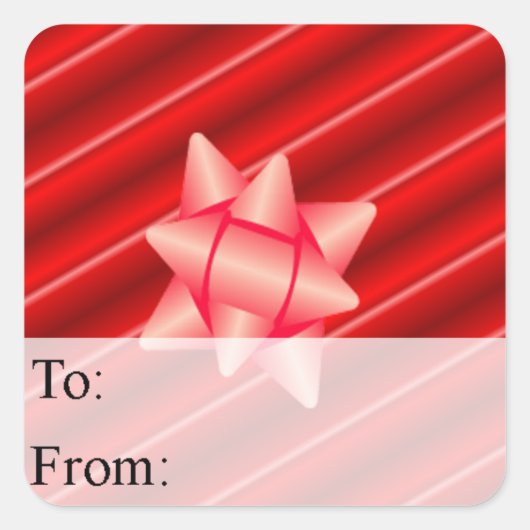 クリスマスレッドの3Dギフトラベル スクエアシール (正面)