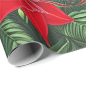 クリスマスレッドアマリリスとポインセティアス ラッピングペーパー (ロールコーナー)