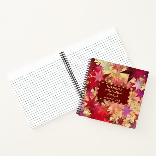 クリスマスレッドイエロースターズパーソナライズされたスクエア ノートブック (内部)