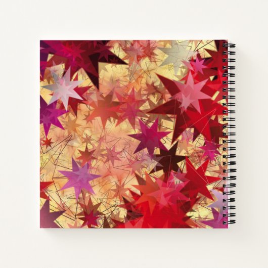 クリスマスレッドイエロースターズパーソナライズされたスクエア ノートブック (裏面)