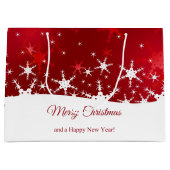 クリスマスレッドウィンターの雪片 ラージペーパーバッグ (正面)