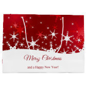 クリスマスレッドウィンターの雪片 ラージペーパーバッグ (裏面)