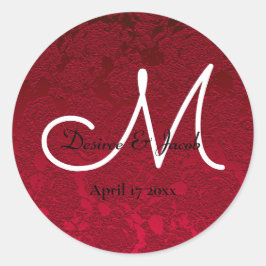 クリスマスレッドウィンターウェディングフローラモノグラム ラウンドシール