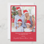 クリスマスレッドウェーブフレームボウ緑の写真 シーズンカード (裏面)