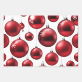 クリスマスレッドオーナメントギフトラップ、ホリデーギフト ラッピングペーパーシート (正面3)