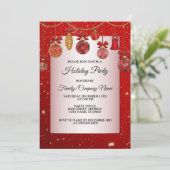 クリスマスレッドオーナメントホリデーズスパークルエレガント 招待状 (スタンド正面)