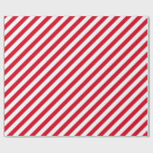クリスマスレッドカラーホワイトストライプクリスマスズホリデー ラッピングペーパー (フラット)
