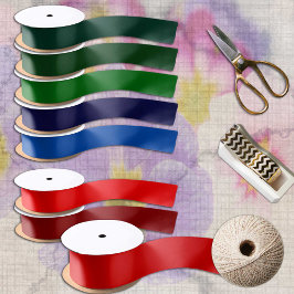 クリスマスレッドカラー無地のミニマル サテンリボン