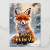 クリスマスレッドキツネ 箔シーズンカード (正面)