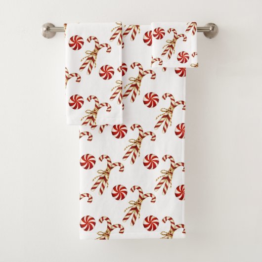 クリスマスレッドキャンディカネスペパーミントウォーター色 バスタオルセット (インサイチュ)