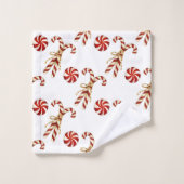 クリスマスレッドキャンディカネスペパーミントウォーター色 バスタオルセット (ウォッシュタオル)