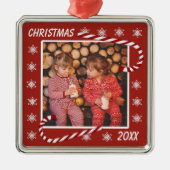 クリスマスレッドキャンディーキャンカスタムズの写真 メタルオーナメント (正面)