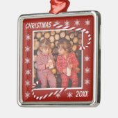 クリスマスレッドキャンディーキャンカスタムズの写真 メタルオーナメント (左)