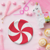 クリスマスレッドキャンディ ペーパープレート (パーティー)